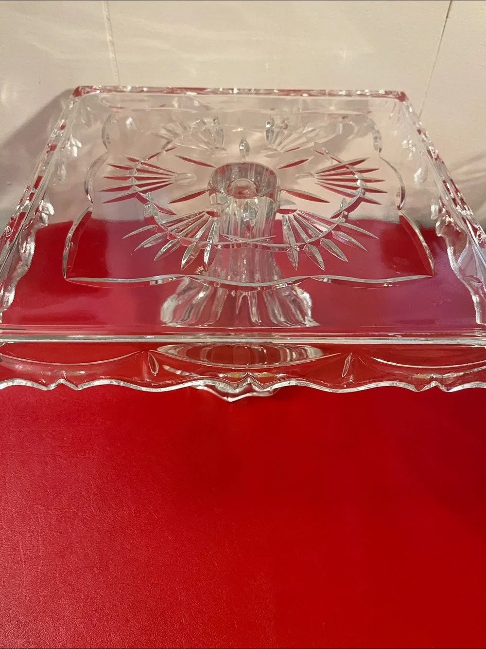 Vintage Shannon Crystal By Godinger Square Pedestal Cake Stand
